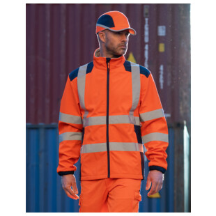 VESTE SOFTSHELL HAUTE VISIBILITE KANPA JAUNE/MARINE